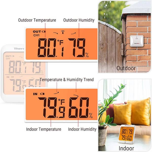 ThermoPro TP67A Rechargeable Indoor Outdoor Thermometer Wireless Weather  Station for sale online