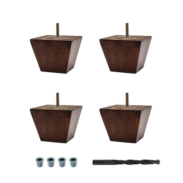 American Pro Decor 3 in. x 3-7/8 in. Stained Cherry Solid Hardwood Square Bun Foot (4-Pack)