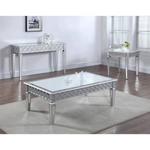 Stacey 50 in. L Silver Mirrored Rectangle Wood Coffee Table