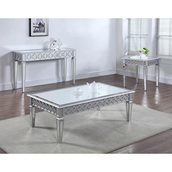 Silver deals glass tables