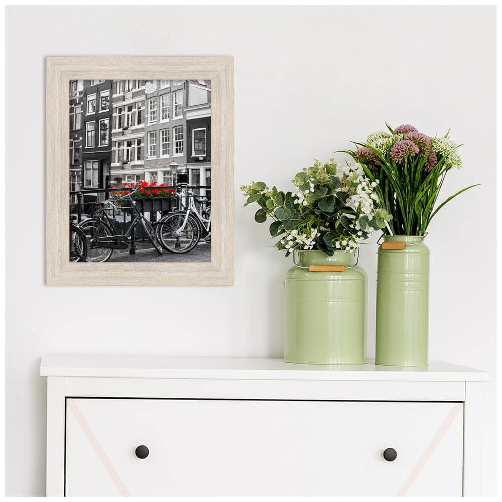 Hardwood Whitewash Narrow Wood Picture Frame 11x14 Inches