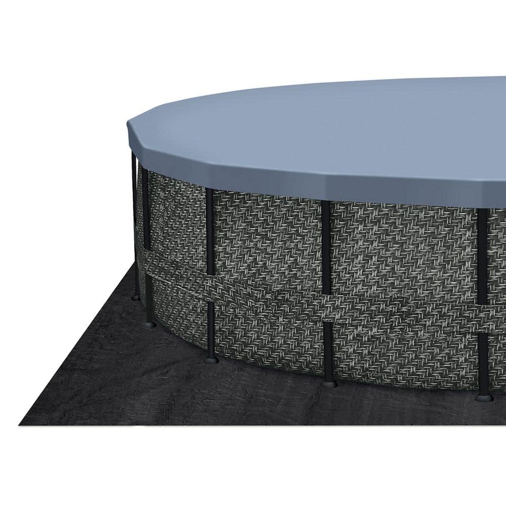 20' Round Gray Metal Frame Above Ground Pool with Filter Pump