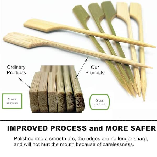 7 in. Skewers Disposable Bamboo Toothpicks and Food Picks w/ Paddle for Cocktail, Kitchen and Barbeque Snacks (100-Pack)