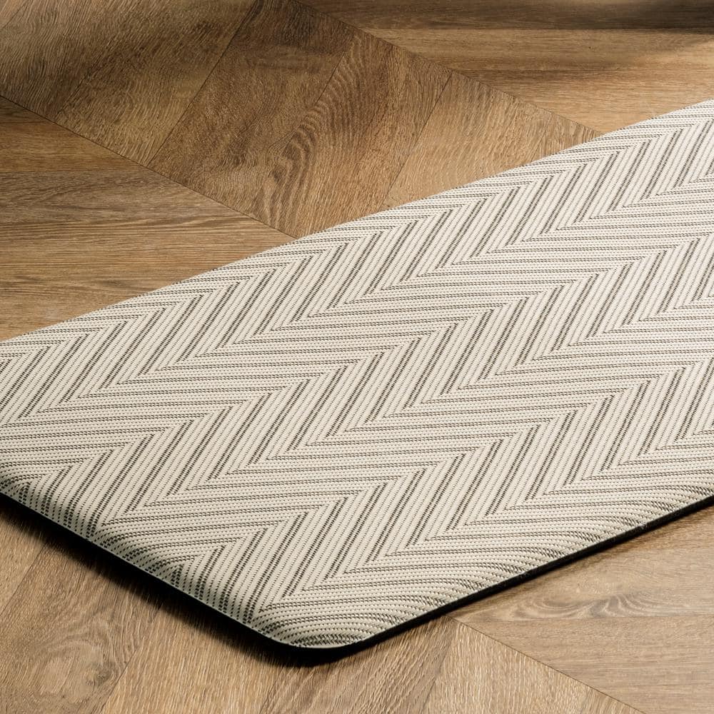 Beige Herringbone Anti-Fatigue Kitchen Comfort Mat, 18" x 30"