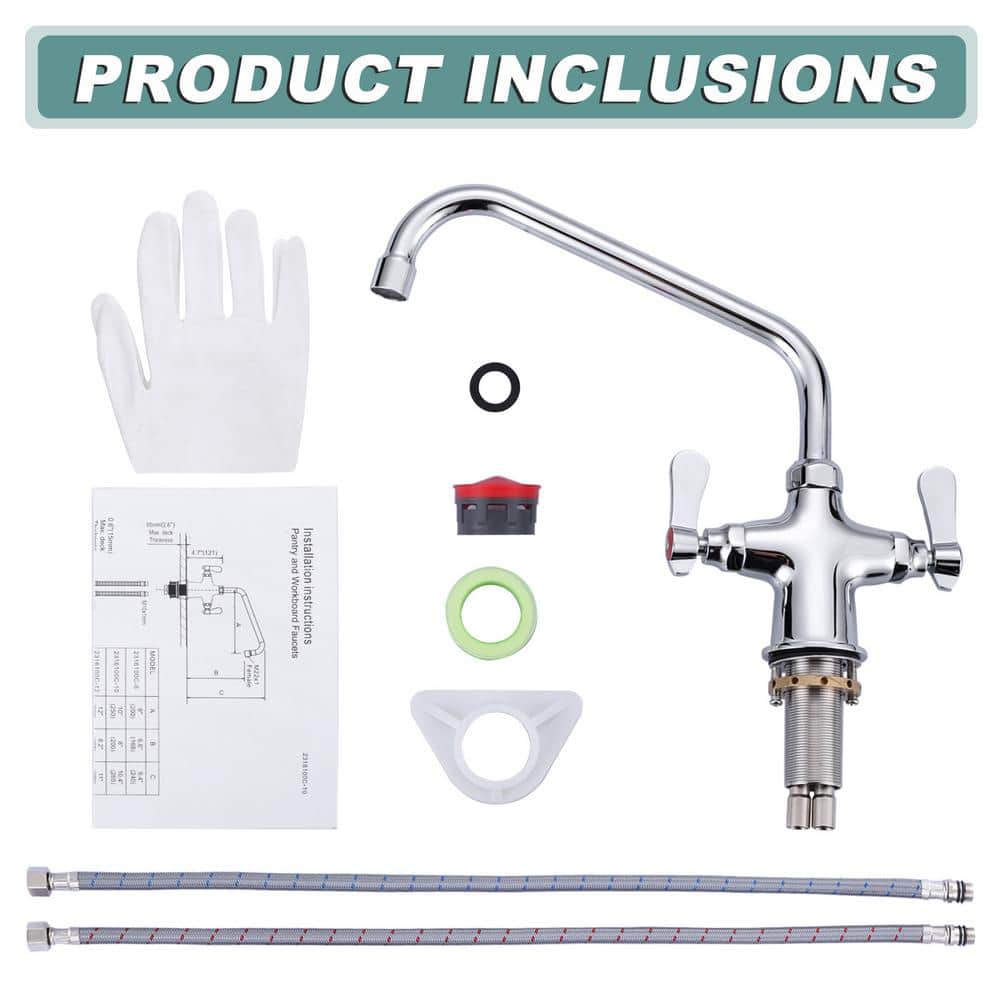 Polished Chrome Double Handle High-Arc Kitchen Faucet