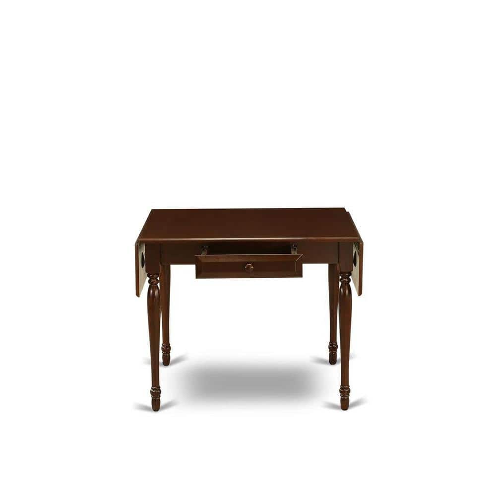 Mahogany 3-Piece Dining Set with Burgundy Upholstered Chairs