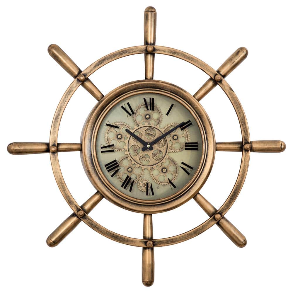 Yosemite Home Decor Ship's Wheel Copper Wall Clock 5120011 - The Home Depot