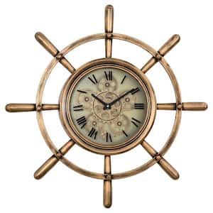 Ship's Wheel Copper Wall Clock