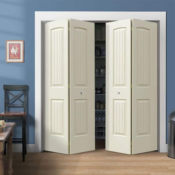 36 in. x 80 in. Santa Fe Vanilla Painted Smooth Molded Composite Closet Bi-fold Double Door