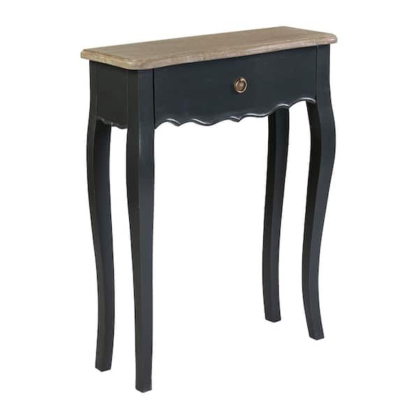 East At Main Dove 30 in. Black/Brown Rectangle Bayur Wood Console Table with Bayur Wood