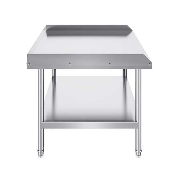 SKYSHALO Stainless Steel Work Table 30 x 48 x 26 In. Silver Kitchen Prep Table Commercial Food Prep Worktable, 3-Sided Backsplash