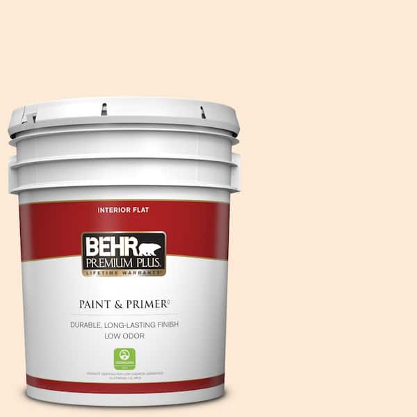 BEHR PREMIUM PLUS 5 gal. #270A-1 Peach Fade Flat Low Odor Interior Paint & Primer