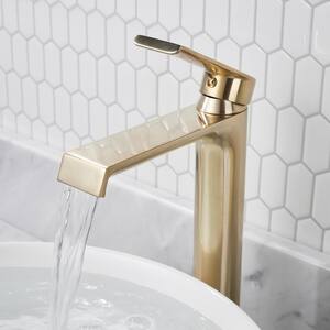 Modern Single-Handle Single Hole Bathroom Faucet in Gold