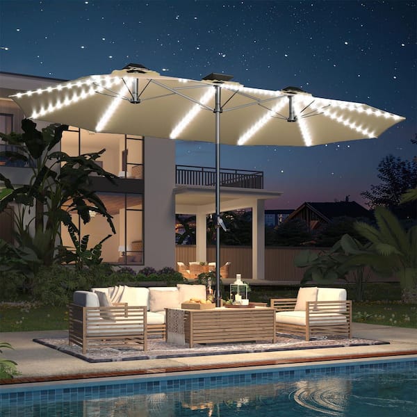 AECOJOY 15 ft. Outdoor Large Double Market Patio Umbrella with