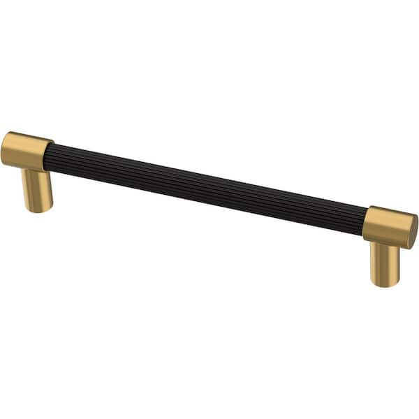 Liberty Fluted 5-1/16 in. (128 mm) Modern Matte Black and Modern Gold Cabinet Handle Drawer Bar Pull