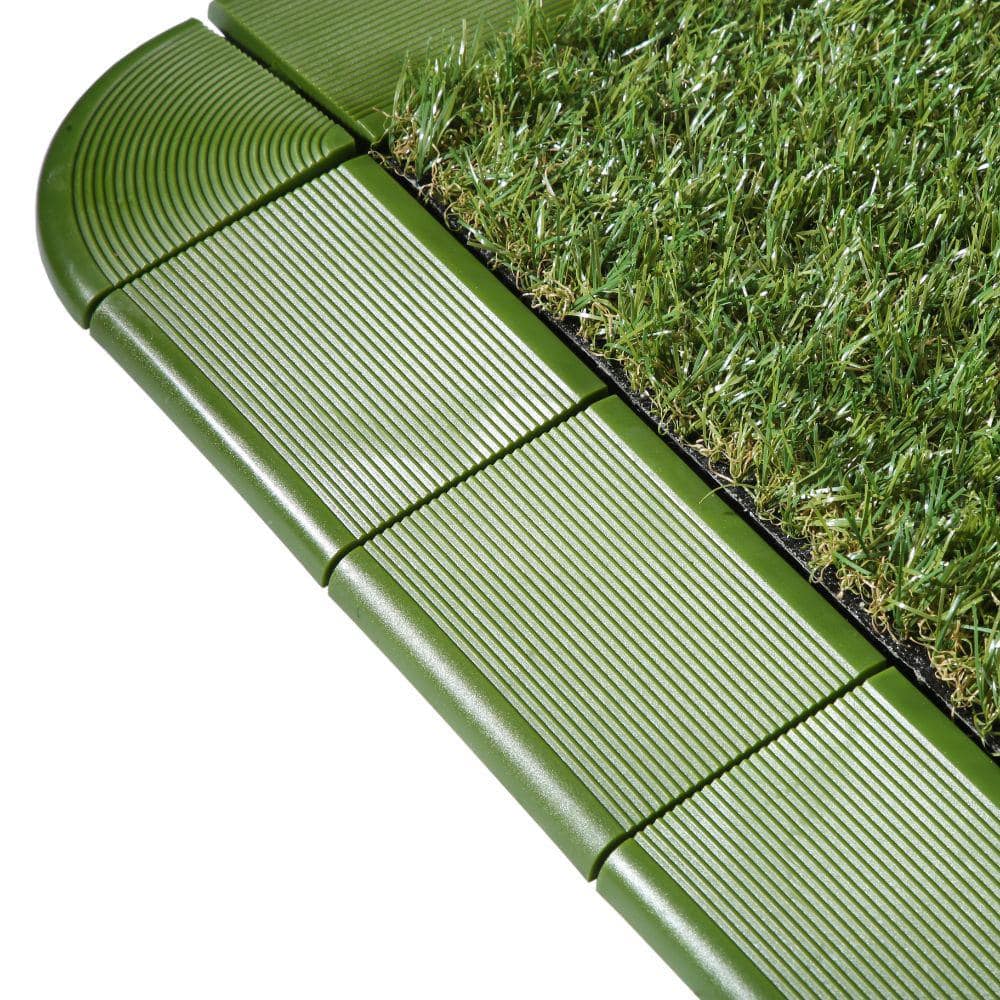 Green Plastic Interlocking Deck Tile Edge Kit, 12" x 3"