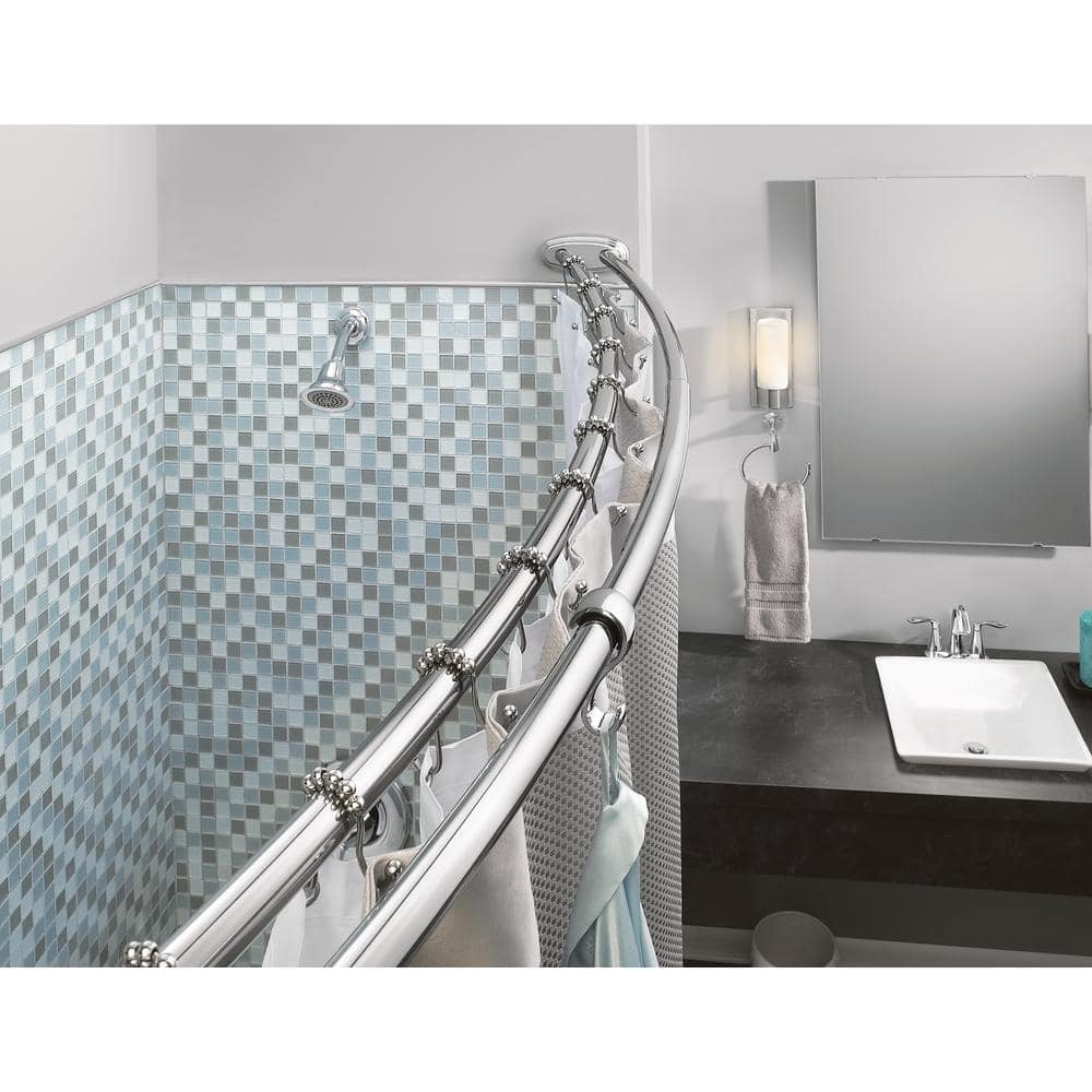 60-Inch Polished Nickel Adjustable Double Curved Shower Rod
