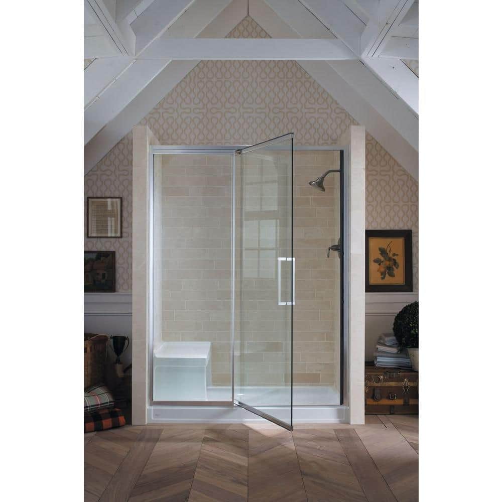 Tresham 60" White Acrylic Shower Base with Seat