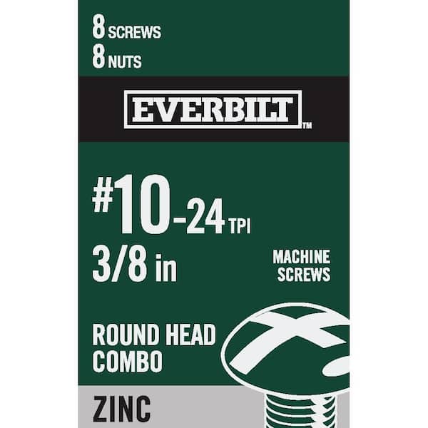 Everbilt #10-24 x 3/8 in. Phillips-Slotted Round-Head Machine Screws (8-Pack)
