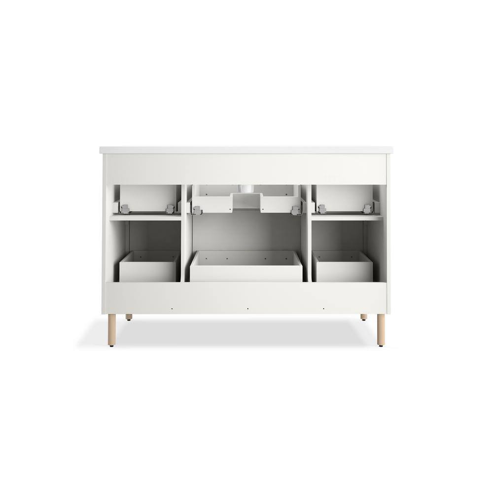 Spacity 48" White Wall-Hung Bathroom Vanity with Quartz Top