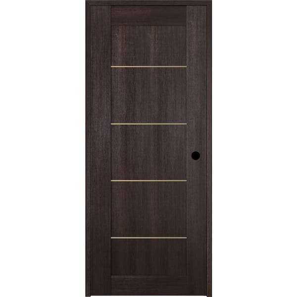 Belldinni Vona 07 4H Gold 18 in. x 80 in. Left-Handed Solid Core Veralinga Oak Textured Wood Single Prehung Interior Door