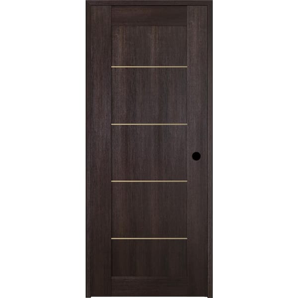 Belldinni Vona 07 4H Gold 24 in. x 80 in. Left-Handed Solid Core Veralinga Oak Textured Wood Single Prehung Interior Door