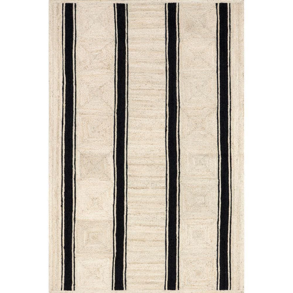 RUGS USA Lauren Liess Hedgerow Striped Jute Ivory Doormat 3 ft. x 5 ft