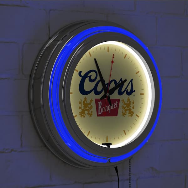 Coors Banquet Blue Logo Lighted Analog Neon Clock CO8-HD - The