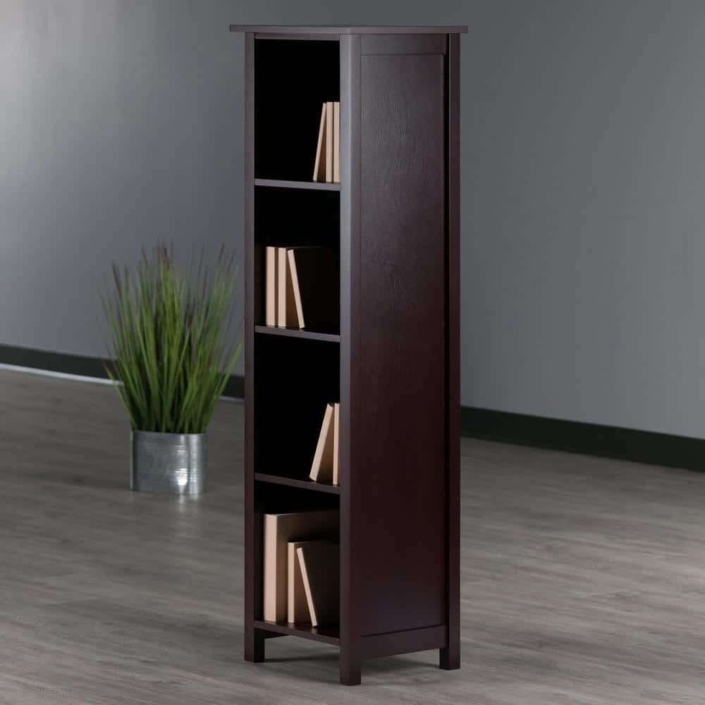 Transitional Walnut Brown 5-Tier Kids Storage Bookshelf
