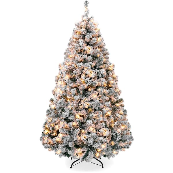 Best Choice Products 7.5 ft. Pre-Lit Incandescent Flocked Artificial Christmas Tree with 550 Warm White Lights