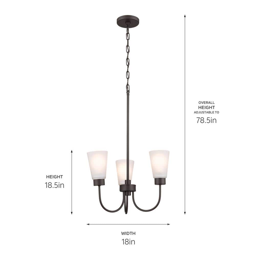 Erma 18" Olde Bronze Traditional Chandelier with White Glass Shades