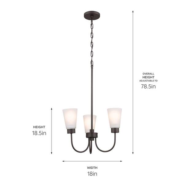Kichler Erma 3-Light Bronze Transitional Chandelier