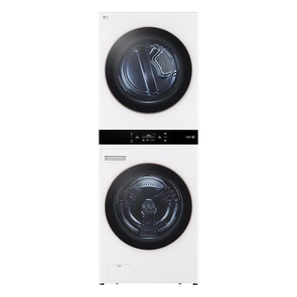 LG Studio WashTower Stacked Smart Laundry Center in Essence White 5.0 cu. ft. Front Load Washer 7.4 cu. ft. Gas Dryer