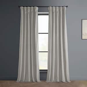 City Grey Velvet Rod Pocket Room Darkening Curtain - 50 in. W x 120 in. L Single Panel Window Velvet Curtain