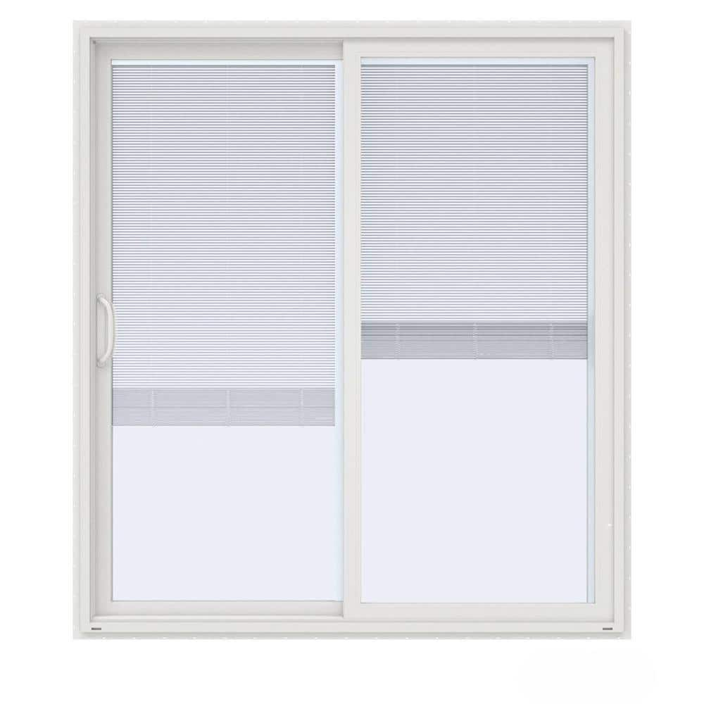 72 in. x 80 in. V-4500 Contemporary White Vinyl Left-Hand Full Lite Sliding Patio Door w/Blinds -  JELD-WEN, THDJW155900244