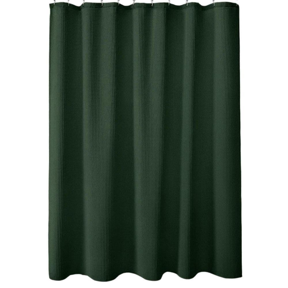 72 in. W x 72 in. L Cotton/Polyester Texture Heavyweight Waffle Weave Shower Curtain in Dark Green for Bathroom price history on PriceWatchPro
