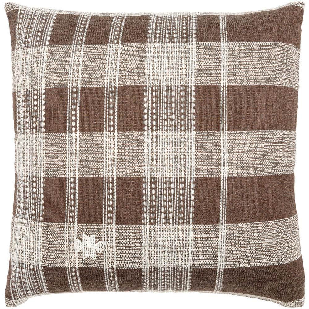 Myrna 22" Square Wool Blend Plaid Throw Pillow