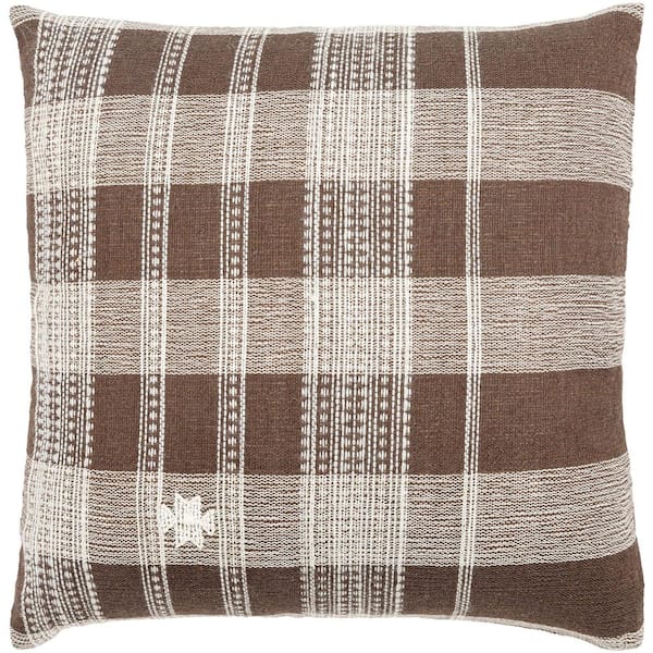Livabliss Becki Owens Modern Myrna Accent Pillow Cover with Down Insert, 22 in. L ft. x 22 in. W, Brown