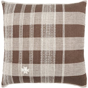 Modern Myrna Accent Pillow Cover with Down Insert, 18 in. L x 18 in. W, Brown