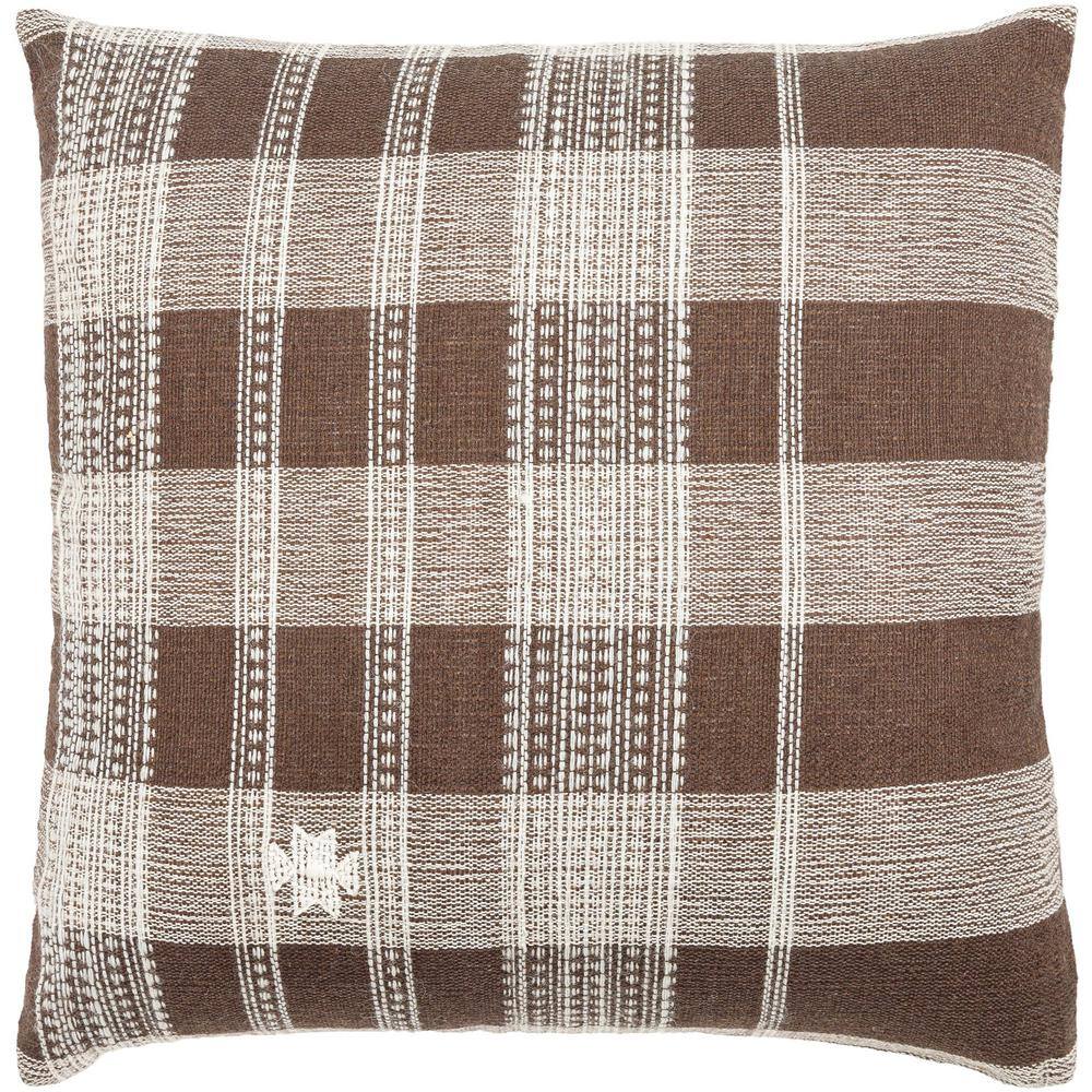 Myrna 22" Square Wool Blend Plaid Throw Pillow
