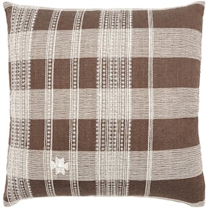 Modern Myrna Accent Pillow Cover with Down Insert, 22 in. L x 22 in. W, Brown