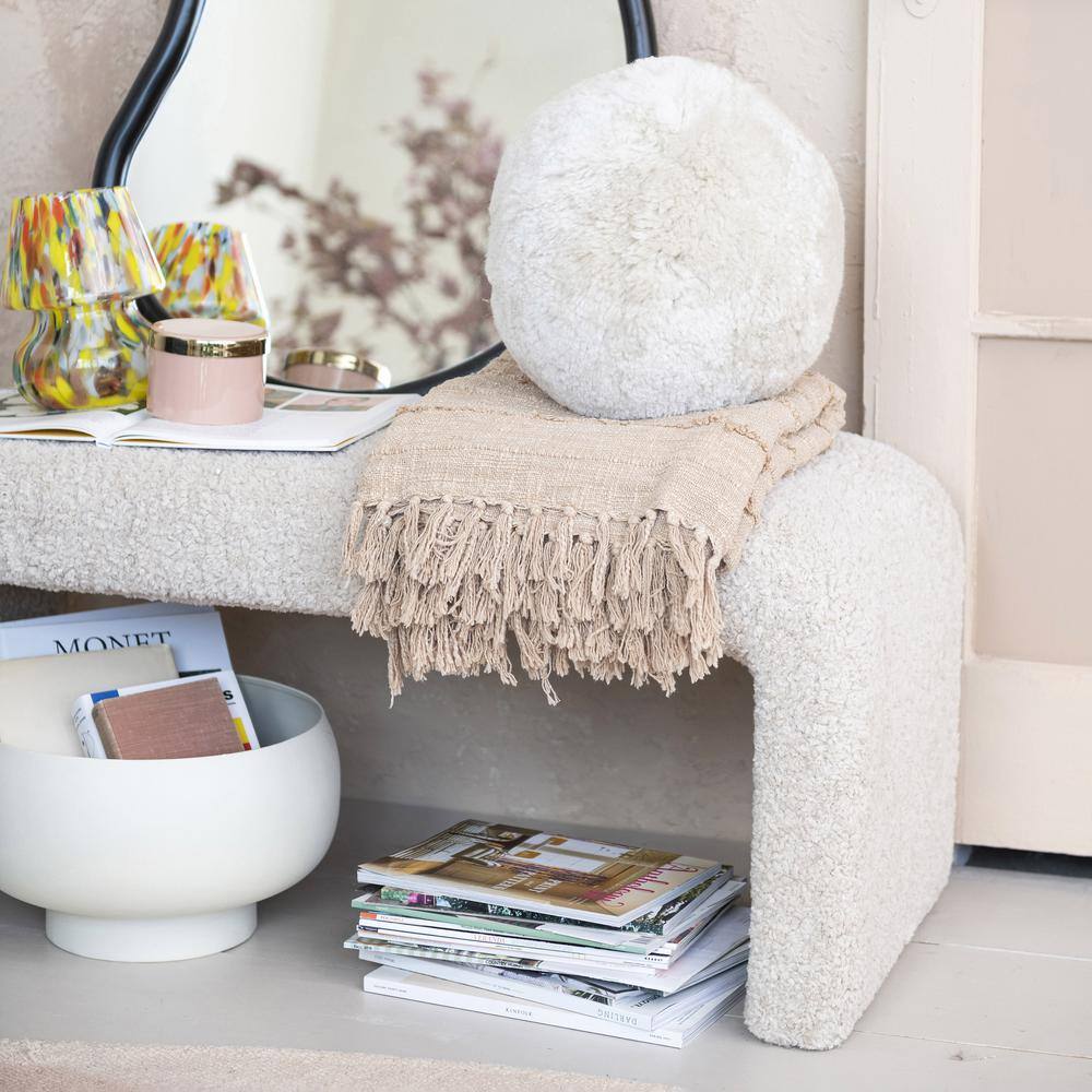 Set of 3 Beige, Ivory, and Mustard Metal Footed Planters