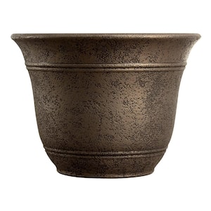 Sierra 10 in. Round Resin Flower Garden Planter Pot, Celtic Bronze