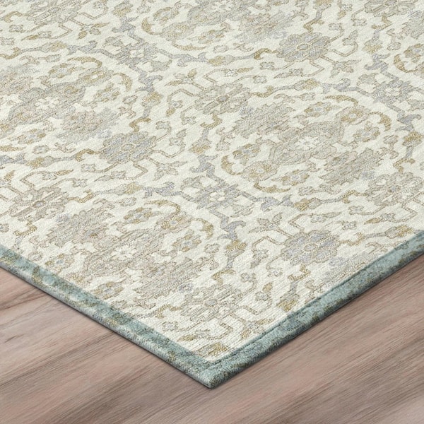 Chantille Machine Washable Indoor/Outdoor Abstract ACN2917 Ivory 8 ft. x 8 ft. Round Rug
