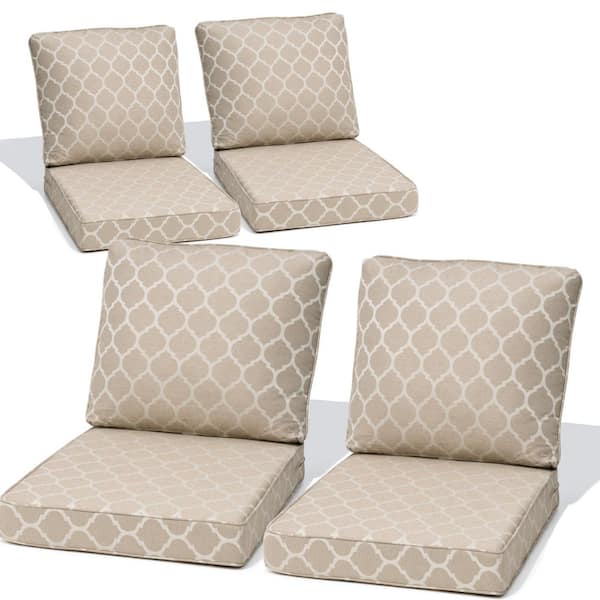 27.6 in. x 24.4 in. 4-Piece Outdoor Deep Seat Cushion for Patio Sofa and Couch in Toffee Trellis
