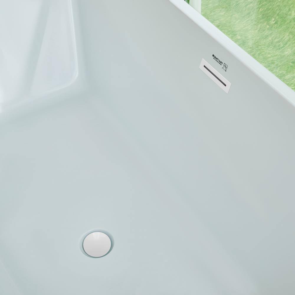 White Acrylic 59" Freestanding Soaking Bathtub