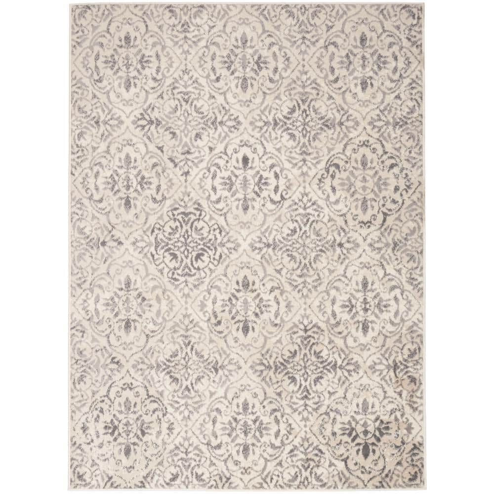 Nourison Jubilant Ivory/Grey 8 ft. x 10 ft. Farmhouse Floral