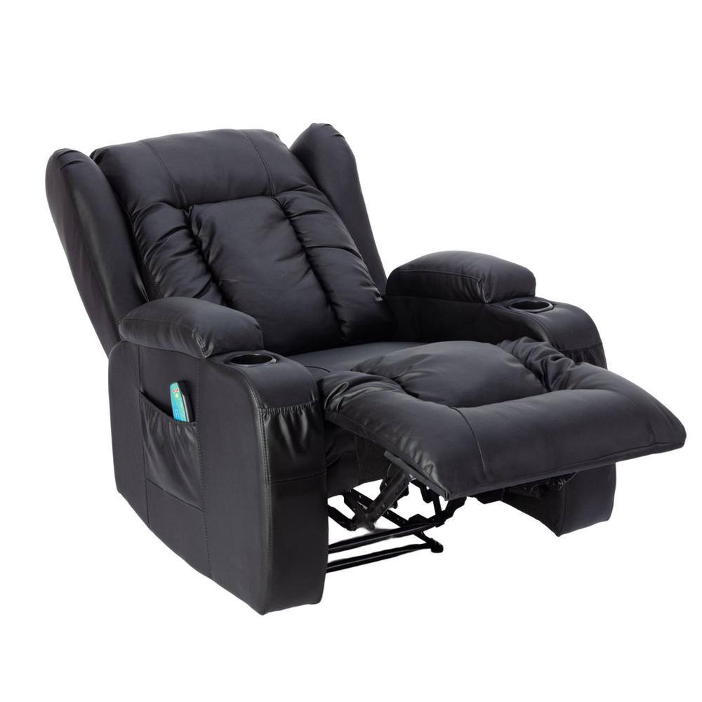 Asucoora Maes Black Faux Leather Heated Vibrating 8Point Massage