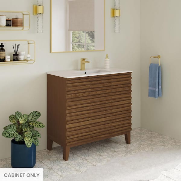 Swiss Madison Cascade 36 in. W. x 18 in. D x 35 in. H Bath Vanity Cabinet without Top in Brown Oak