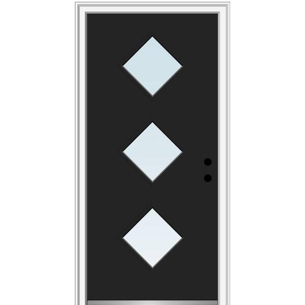 MMI Door 30 in. x 80 in. Aveline Left-Hand Inswing 3-Lite Clear Low-E Glass Painted Steel Prehung Front Door on 4-9/16 in. Frame